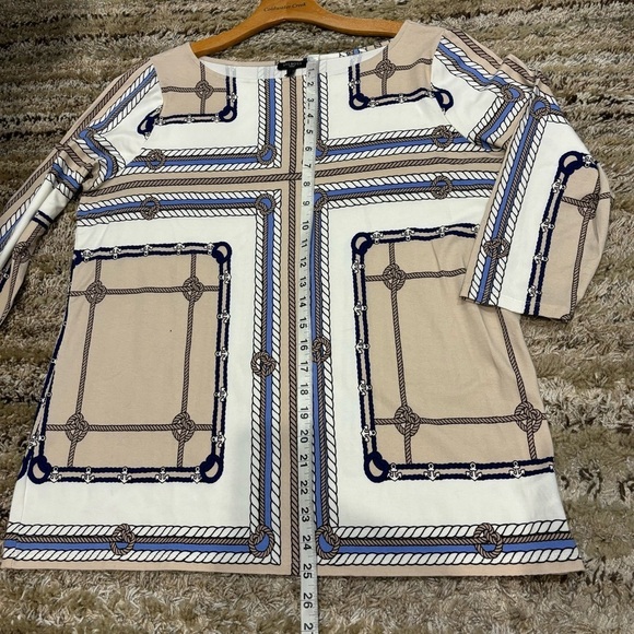 Talbots 1X Top Nautical Rope Print Stretch 3/4 Sleeve - Picture 10 of 11